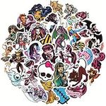 Fancico Monster High Stickers 50pcs Cartoon Stickers for Water Bottles Luggage Bike Car Sticker Cute Party Supplies for Teens Adults