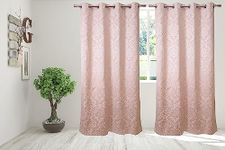 Home- The Best is for You Cotton Self Design/Woven Grommet Heavy Fabric Curtains - Pack of 2 (Silver_Damask, 7.5 Feet_Door)