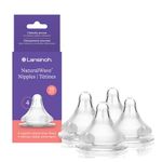 Lansinoh NaturalWave Baby Bottle Nipples – 100% Soft, Durable Silicone, Made Without BPA BPS, Anti-Colic, Supports Baby’s Developing Mouth and Teeth, Extra Slow Flow, Size XS, 4 Count, 0+ Months