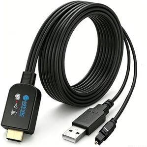 eSynic 192KHZ eARC to Optical Converter-Integrated Cable Designed-5 ft Long-USB Powerd eARC/ARC Audio Extractor-Plug& Play-Dolby5.1 & DTS 5.1 Formats-Only from HDTV to Optical Soundbar-No CEC