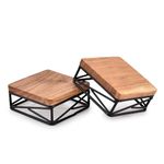 Indus Lifespace Riser Square Display Wooden Base Stand for Kitchen/Bathroom Counter/Plant Stand Set of 2 ( 10.16cm x 10.16cm x 4.44cm)