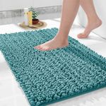 Yimobra Luxury Bathroom Rug Mat 24x17, Extra Soft & Absorbent Bath Rugs, Non-Slip Plush Shaggy Bath Carpet, Machine Wash Dry, Bath Mats for Bathroom Floor, Tub and Shower, Teal Blue