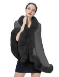 BEAUTELICATE Faux Fur Shawl Winter Wedding Wraps Bridal Bridesmaids Stole Shrug Women Knitted Cape Cardigan(One Size, Gray)