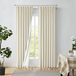 Pinch Pleated Blackout Curtain Panel with Full Blackout Liner Window Treatment Sets with Back Tab for Farmhouse Living Room Bedroom Thermal Insulated Drape with Hooks, 40"x90"x2, Sand/Linen