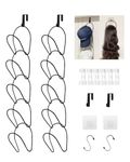 LINFIDITE Hat Rack Hanger Holder Organiser Closet Hanging Baseball Cap Display Storage Rack for Scarves Handbags Over Door Wall Mounted w Hanging Hook,10 Pcs Black,Ring-shaped
