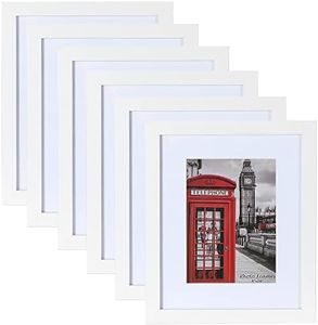 PEALSN 8x10 Picture Frame Set of 6, Display Pictures 5x7 with Mat or 8x10 Without Mat for Wall Mounting or Table Top Display, Photo Frames Collage for Wall Decor, White.