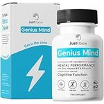 JustFloow Genius Mind® Nootropic Brain Supplement, Support Cognitive Function, Energy Levels, Focus & Memory Function - 17 Brain Boosting Ingredients Including Lions Mane, Bacopa, Ginkgo & Vitamin B12