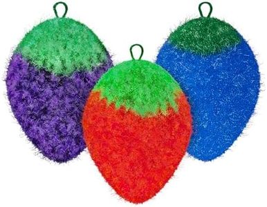Fun Dish Scrubber by Dish Scrubbie (3PK Mix) - Fruit Shaped Kitchen Sponge Washing Dishes - Reusable Sponges for Scrubbing, Cleaning, Dishwashing - No Odor Sponges Kitchen Scrubbers