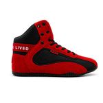 Dapp X-Series Weightlifting Gym Shoes for Men and Women | Leather Suede Exterior | Signature Flat Sole | Padded Interiors for Stability | Smart Cushioning | Wide Toe Box (RedBlack, UK Footwear Size System, Adult, Men, Numeric, Wide, 7)