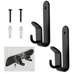 PEUTIER 2pcs Snowboard Wall Mount Horizontal, Snowboard Rack Wall Mount Clips Strong Steel Snowboard Display Rack Wall Mount Storage Hanger for Room Garage Ski Board Longboard(Black)