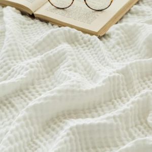 EMME Cotton Blanket King Size for Bed White Soft Muslin Blankets 108"x90" Lightweight Breathable Layering Bedspread