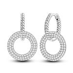 NARMO Hoop Earrings for Women 925 Sterling Silver Double Hoop Earrings Snake Bone Cubic Zirconia Hypoallergenic Earrings