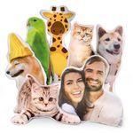 Wucidici Custom Pet Pillow with Photo, Personalized Photo Shaped Dog Cat Pet Face Pillow, Customized Stuffed Animal Picture Pillows Memorial Gifts (Double Side Printing,12")