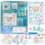DIY Journal Kit for Girls,58+Pcs Idea for Ages 8 9 10 11 12 Year Old,Birthday/Christmas/Valentine's day Gifts for Girls,Art and Crafts for Kid Scrapbook and Diary Supplies Set (Blue)