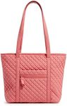 Vera Bradley Women's Cotton Small Vera Tote Bag, Terra Cotta Rose - Recycled Cotton, One Size