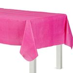 Amscan Bright Pink Flannel-Backed Vinyl Table Cover | Party Tableware