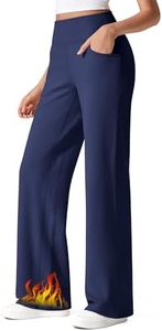 G4Free Fleece Lined Pants Women Winter Warm Thermal Wide Leg Sweatpants High Waisted Stretchy Casual Trousers (Royal Blue,XL,29")