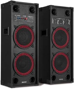 Fenton SPK-210 Active Bluetooth Party Speaker Set, 1200W Home Audio System with Dual 10" Speakers, Ideal Starter Kit for Home Parties, DJ Practice, Karaoke and Events, Wireless Audio Streaming
