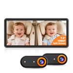 Luckview BM5PRO Dual Camera Baby Car Monitor, 7.2 Inch 1080P Split Screen, Automatic Infrared Night Vision, 360 Degree Headrest Mount, for Two Kids and Family Road Trips