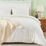 SASTTIE Duvet Cover Full, Full Duvet Cover Set, Duvet Cover Double/Full with Zipper Closure & Corner Tie, 1 Ivory Full Size Duvet Cover 80x90 inches and 2 Pillow Shams (No Comforter)