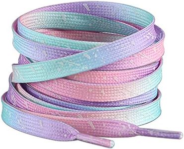 JBM 2 Pair Shoelace 5/16" Wide Flate Shoe Laces Roller Skate Laces for Roller Skate Sneakers Shoe Strings, Pink & Purple, 47.24 INCH (120CM)