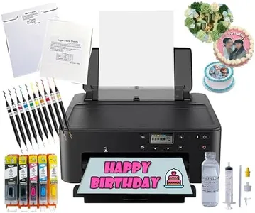 Newest Topper Cake Image Printer Set- Ink Cartridge & 25 Sugar Frosting Sheets, 10 Food Coloring Pens + Edible Cleaning Kit with Tools