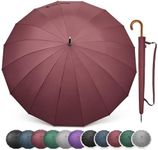 G4Free 54 Inch Large Windproof Umbrella for 2 Persons, 16 Ribs Auto Open Classic Wooden J Handle Cane Stick Golf Rain Umbrellas for Men Women Travel 120cm (Burgendy)