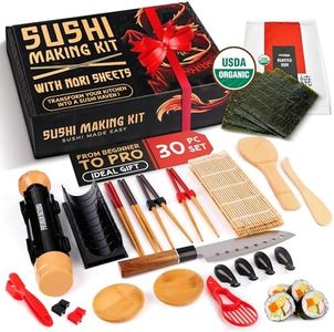 Sushi Making Kit Bazooka Sushi Maker Kit, Bamboo Sushi Kit Sushi Rolling Mat,Set for Beginners DIY Sushi at Home Easy Roll & Create Delicious Sushi Roller Sushi Knife Sushi Bamboo Roller, USDA Organic