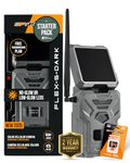 SPYPOINT Flex-S-Dark Starter Pack with SD Card - Solar Cellular Trail Camera – Built-in Solar Panel, 40MP Photos, 1080p Videos + Sound, No-Glow Game Camera, Night Vision, Motion Activated Trail Cam