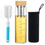 HENGFEI Glass Water Bottle 1L with 