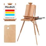 MEEDEN French Style Large Sketchbox Easel - Foldable Portable Beechwood Art Easel Field Easel with Drawer & Palette for Professionals, Artists & Hobbyist Painting on The Go, Hold Canvas up to 34"