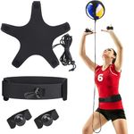 TOBWOLF Volleyball Training Equipment Aid, Elastic Self-Training Soccer Resistance Band with Adjustable Waist Belt & Ball Pouch & Hand Strap for Practicing Serving, Spiking, Arm Swing Passing