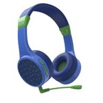 Hama Children's Bluetooth Headphones (2 Microphones, Children's Headphones Volume Limiting 85 dB, Flexible Headband Adjustable, On-Ear Headphones Soft Cushions for School, Leisure, Homeschooling) Blue/Green