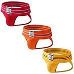 JOCKMAIL 3PCS/PACK Mens Jock Strap Briefs Mens Athletic Supporter Sport Underwear Comfortable Mens Briefs (EU size L, Orange+Red+Yellow)