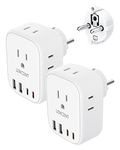 LENCENT 2 Pack European Travel Plug Adapter, Schuko Type E/F Power Plug Adaptor with 4 USB Ports(2 Type C),4 Outlet Converter, Travel Essentials US to EU Spain France German Norway Iceland Korea