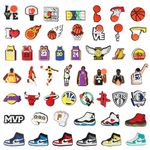 50Pcs Basketball Croc Charms, Croc Charms Basketball and Non-Repeat Sports Croc Charms for Boys, Gift Decor PVC Shoe Croc Charms for Teens Man Party Favors