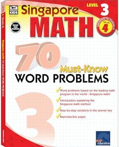 Singapore Math – 70 Must-Know Word Problems Workbook for 4th Grade Math, Paperback, Ages 9–10 with Answer Key