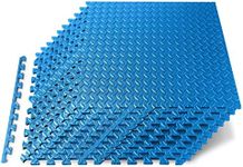 Thick Puzzle Exercise Mat, 10 Pcs EVA Foam Interlocking Tiles Protective Flooring for Gym Equipment and Cushion for Workouts, Durable Non-Skid Texture, Easy to Assemble, Blue