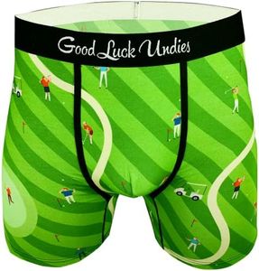 Good Luck Undies Men's Golf Boxer Brief Underwear, Medium Green