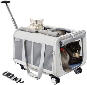 MR.BLACAT Large Cat Carrier for 2 Cats with Wheels,Double Pet Carrier Bag with Wheels for 2 Cats,Rolling Cat Carrier on Wheels