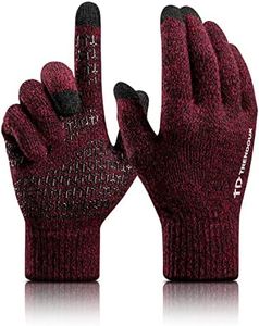 TRENDOUX Women Winter Gloves, Touchscreen Glove Men, Running Texting Typing - Anti-Slip Grip - Thermal Lining - Knit Stretchy Material - Warm Driving Glove for Ladies - Black Red - S