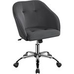 Yaheetech Velvet Office Chair Ergonomic Desk Chair Makeup Vanity Chair Swivel Computer Chair Height Adjustable Chair with Armrest for Home Office Reception Gray