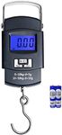 EasyULT 50 kg Digital Luggage Scale, Electronic Balance Digital Fishing Hanging Hook Scale, with LCD Display, with Tare/Data Hold Function, 2 AAA Batteries Included(Black)