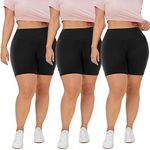 QGGQDD 3 Pack Plus Size Biker Shorts for Women – 8" High Waisted Black Shorts for Yoga Workout (2X 3X 4X)