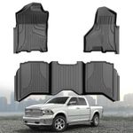 AOMSAZTO Floor Mats Compatible with 2013-2018 Dodge Ram 1500/2500/3500 Crew Cab, 2019-2024 Ram 1500 Classic Crew Cab 1st & 2nd Row Black All Weather Protection