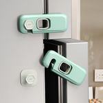 5 Pack Child Proof Refrigerator Lock, QYESWHSR Fridge Locks for Kids with Sticky Adhesive Pads, Child Safety Locks for Doors, RV Refrigerator, Oven Lock Child Safety Baby Cabinet Locks - Green Updated