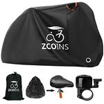 ZCOINS Lockable Bicycle Cover for 1 or 2 Bikes, Waterproof Bike Protection Bike Cover with Bike Seat Cover and Drawstring Bag