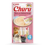 Ciao Churu Sticks by INABA Cat Treat - Tuna & Salmon Flavour (4 x 14g) / Soft & Creamy Cat Treat, Delicious & Healthy Snack, Squeezable Purée Food Topper, Pill Assist, Natural, Grain Free