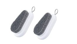 P-Plus Intgernational Scrub Brush, Quality Soft Laundry Clothes Shoes Scrubbing Brush, Easy to Grip Household Cleaning Brushes (White, Pack of 2)