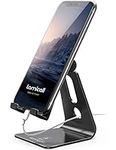 Lamicall Adjustable Cell Phone Stand - Aluminum Desktop Phone Holder, Anti-Slip Mobile Phone Base Desk Table, Compatible with iPhone, Samsung Galaxy Note, Office Accessories, 4-8" Smartphone - Black